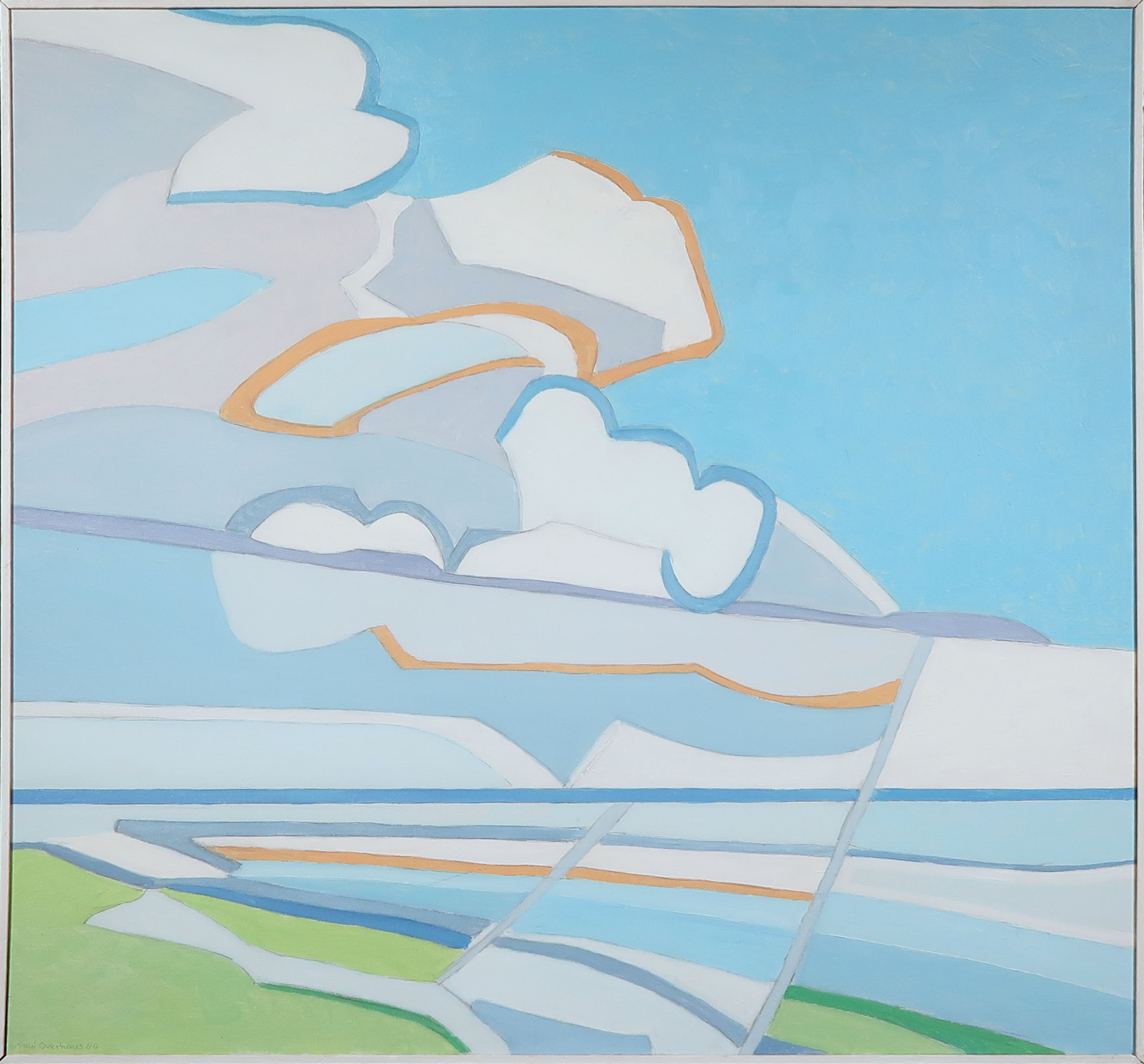 Paul Overhaus - Olieverf op doek, Wolken boven het wad - Ingelijst verkocht voor € 1!