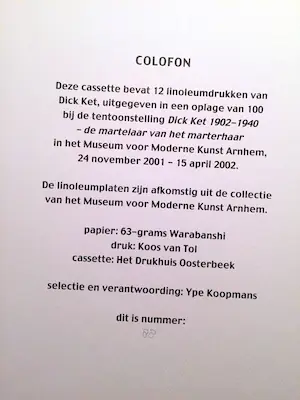 Dick Ket - Linoleumsneden - Cassette met 12 genummerde linoleumdrukken kopen? Bied vanaf 320!