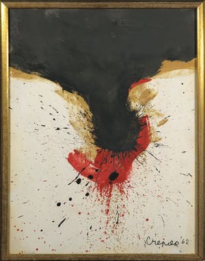 Jan Cremer - Gouache en Oost-Indische inkt op paneel, Abstracte compositie - Ingelijst kopen? Bied vanaf 800!