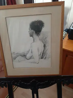 Aat Veldhoen - Rotaprint: Zittende jonge vrouw, naakt kopen? Bied vanaf 35!