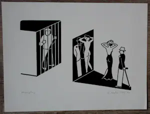 Gerd Arntz - Zeefdruk: Bespiegeling - 1976 kopen? Bied vanaf 250!