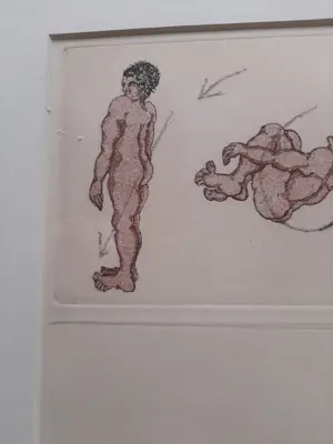 Helen van der Deen - Ets/Aquatint, Titel, " trampoline ". kopen? Bied vanaf 35!