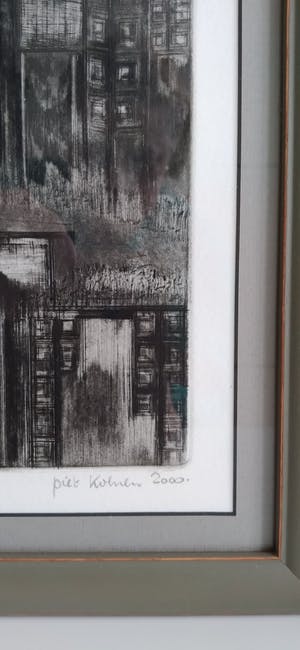 Piet Koenen - geometrisch werk in zeer lage oplagen, twee stuks, fraai ingelijst kopen? Bied vanaf 45!