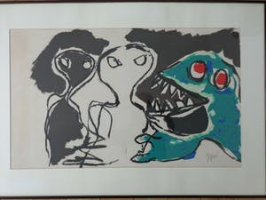 Karel Appel - A BEAST-DRAWN MAN / KLEURLITHO / 69x99cm / KADER / SIG kopen? Bied vanaf 500!