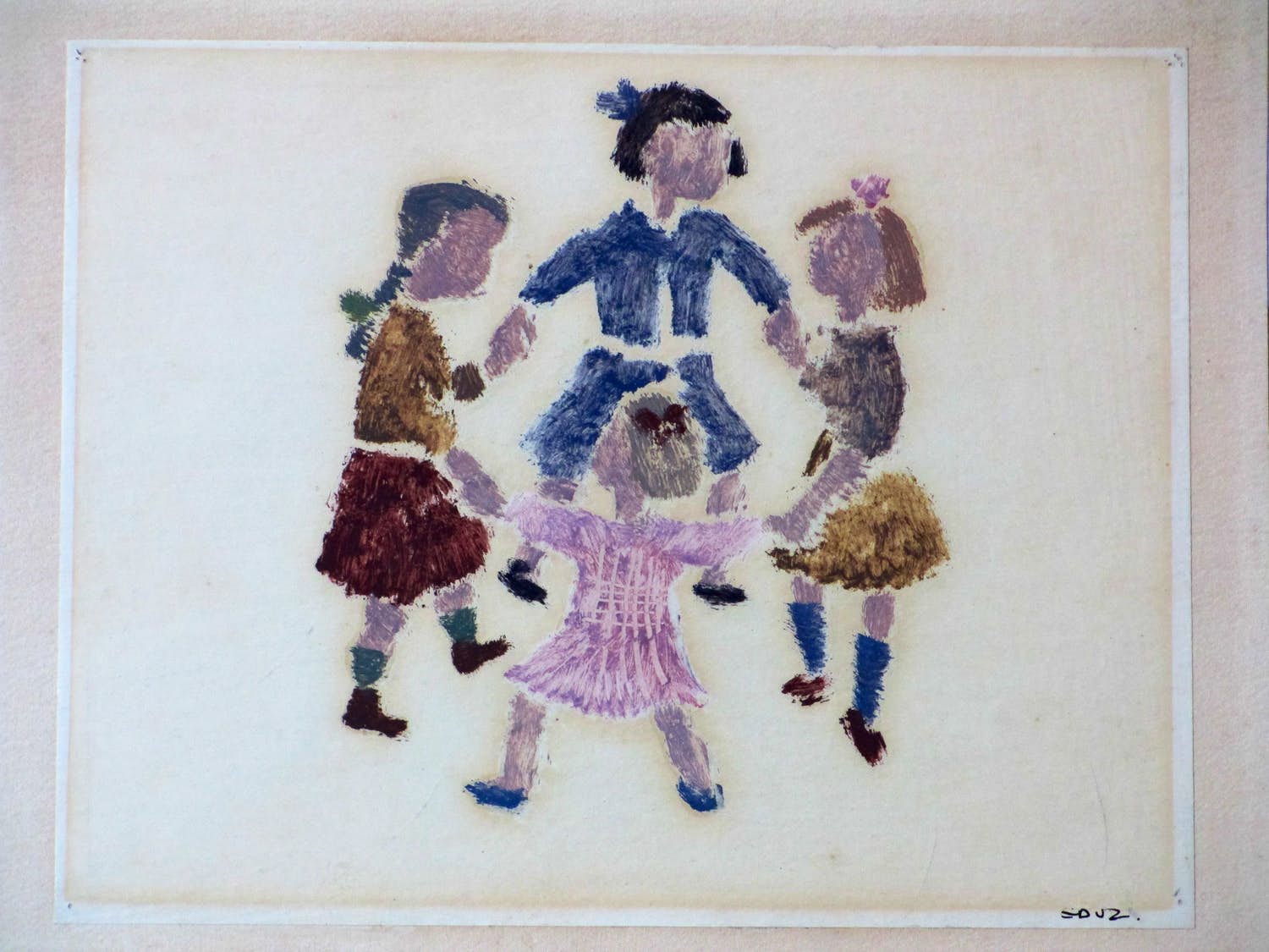 Eduard van Zanden - Dansende meisjes - Gemengde techniek verkocht voor € 45!