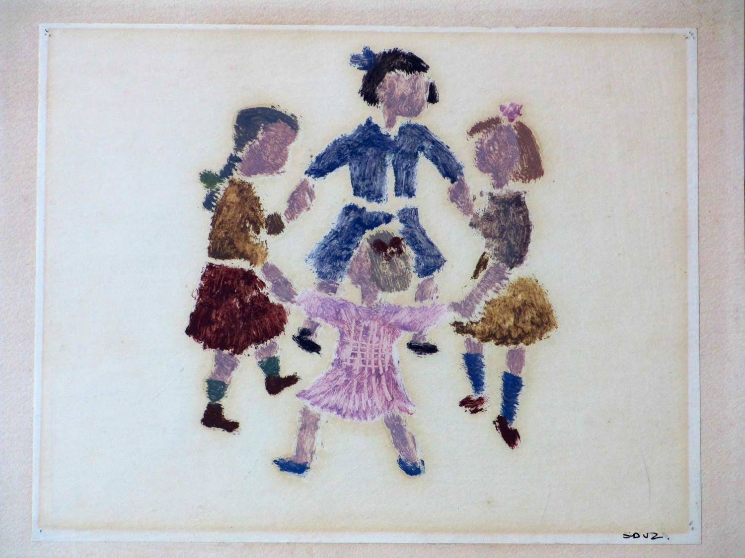 Buy Eduard van Zanden - Dansende meisjes - Gemengde techniek? Bid from 45!