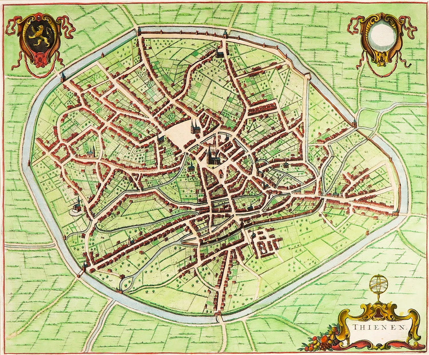 Joan Blaeu - Handgekleurde gravure, Thienen kopen? Bied vanaf 70!