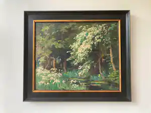 Wilhelm Christiaan Constant Bleckmann - bloeiende bomen langs beek verkauft für € 575!