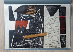 Guillaume Le Roy - # COMPOSITIE # groot formaat houtsnede, 1983, mint- kopen? Bied vanaf 225!