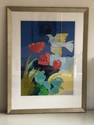 Henk van Vessem - Compositie met bloemen en duif (groot) kopen? Bied vanaf 100!