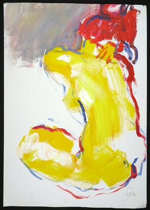 Franscz Witte - Acryl op papier, Geel figuur kopen? Bied vanaf 1!