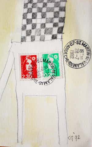 Klaas Gubbels - Tekening op kaart - 1992 verkocht voor € 199!