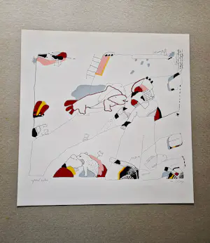 Huibert van Dorp - Polychrome zeefdruk op dik glanspapier "MMMmmmm" potloodgesigneerd kopen? Bied vanaf 38!