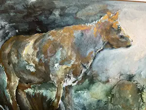 Niet of onleesbaar gesigneerd - Koe in goud. kopen? Bied vanaf 1!