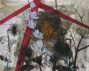 Knikov - Pastel, houtskool en acryl op papier, Zonder titel - Ingelijst (Zeer groot) kopen? Bied vanaf 150!