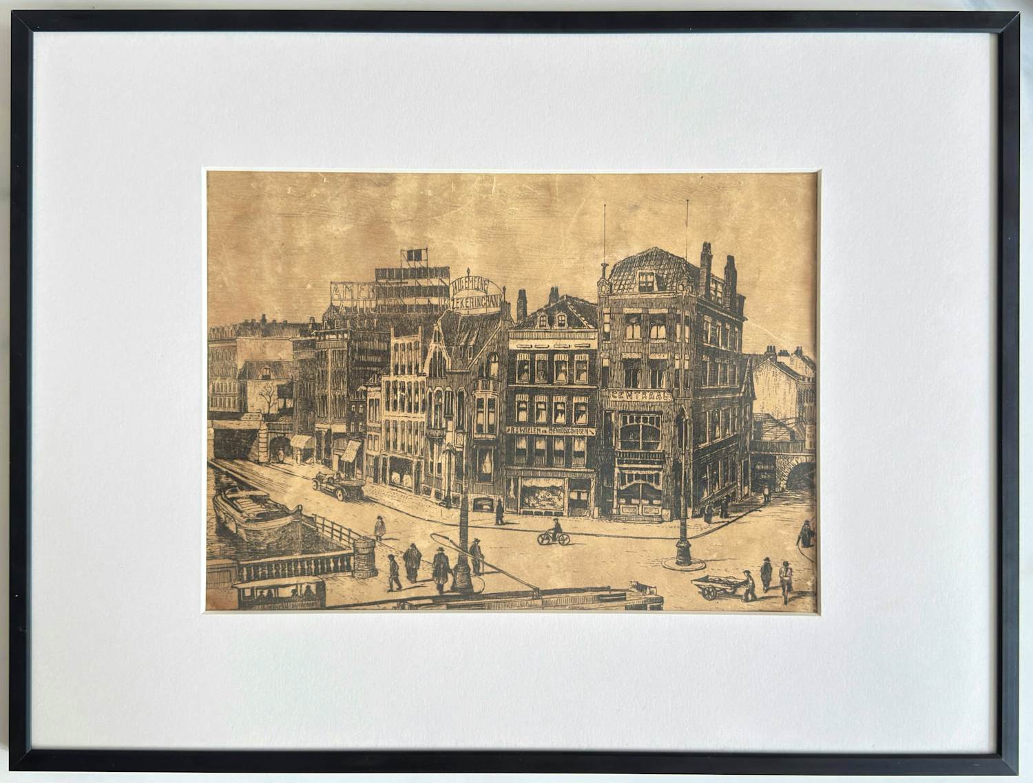 Marius Janssen - Vooroorlogse ets Hofplein Rotterdam (ca. 1915–1925) kopen? Bied vanaf 30!