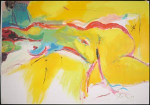 Franscz Witte - Acryl op papier, Z.T. Liggend naakt kopen? Bied vanaf 35!