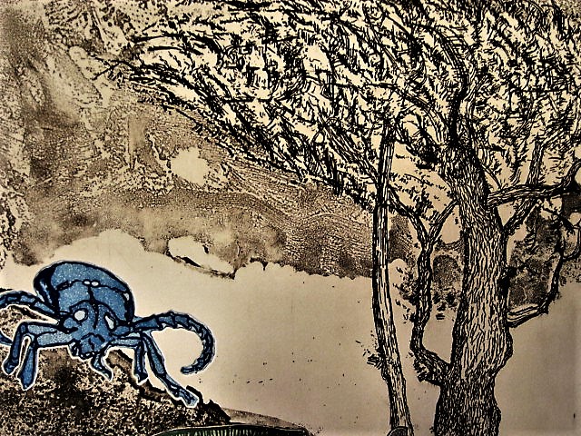 Theo van den Akker - Zaans Surrealistist - zeer bep. oplage (10) "Worm des tijds III" gesigneerd  kopen? Bied vanaf 1!