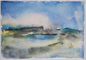 Willie van Haard - Abstract landschap - aquarel kopen? Bied vanaf 30!