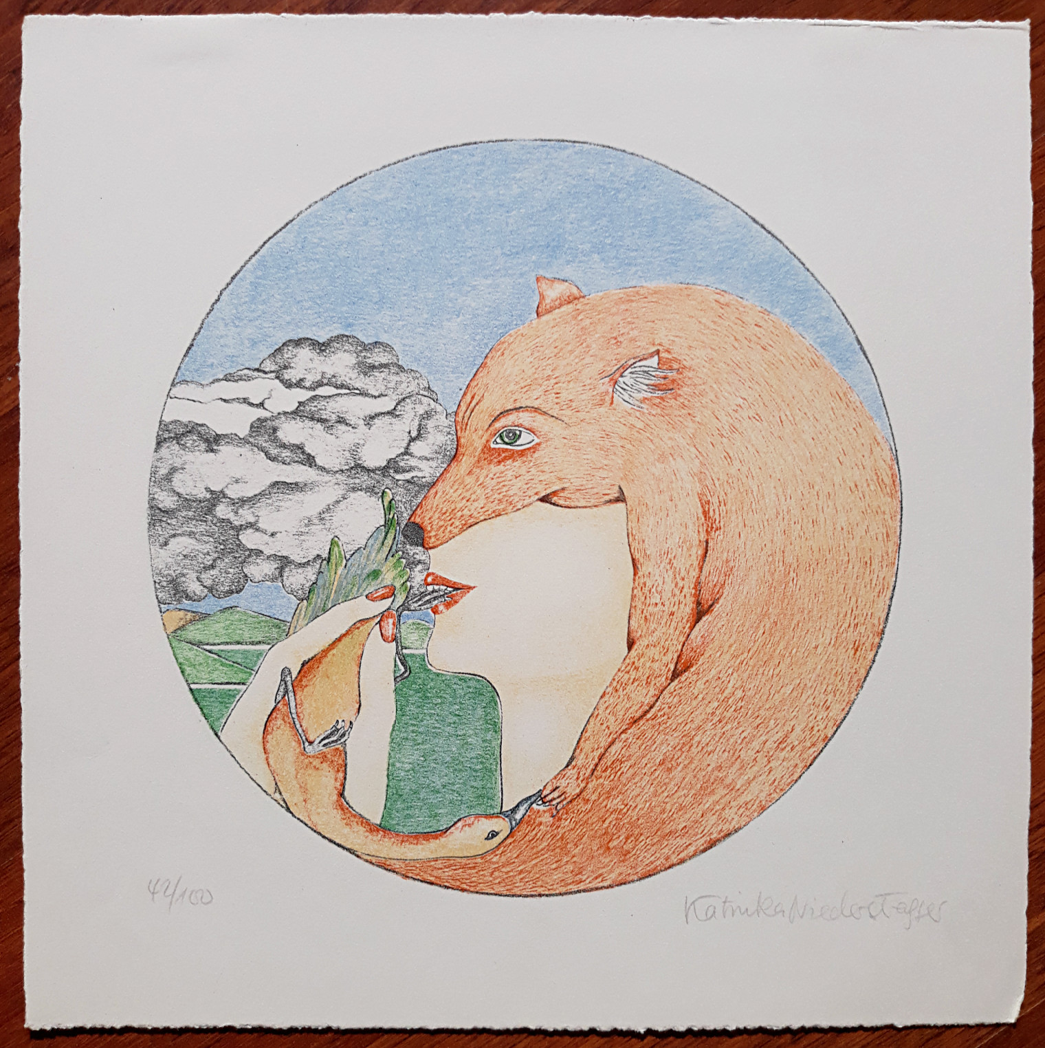 Katinka Niederstrasser - Vrouw met dieren, litho kopen? Bied vanaf 20!