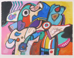 Jan Cobbaert - Zeefdruk, Abstracte figuren - Ingelijst (Groot) kopen? Bied vanaf 250!