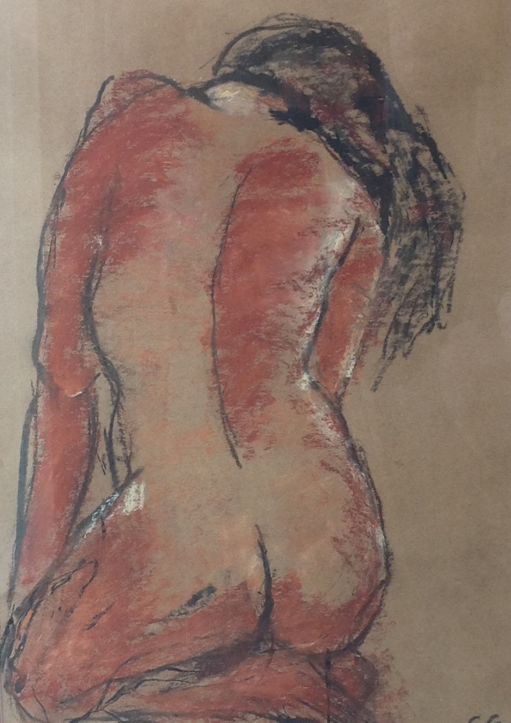 Niet of onleesbaar gesigneerd - Krijttekening naakt verkocht voor € 40!