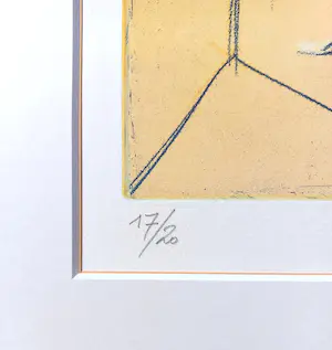 Ronald Tolman - Drie figuren in gele kamer, aquatint ets (kleine oplage, netjes ingelijst) kopen? Bied vanaf 100!