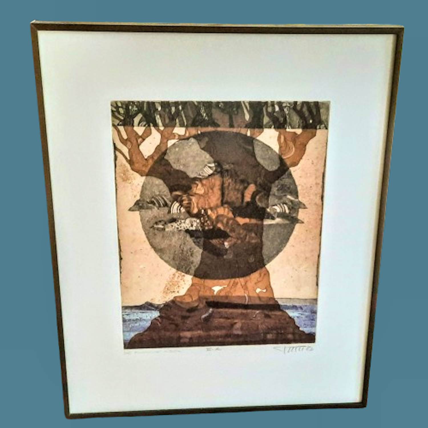 Alfred Pohl - Radierung von 1983 Die fliegende Insel handsigniert EA Größe mit Rahmen 50x40cmE kopen? Bied vanaf 150!