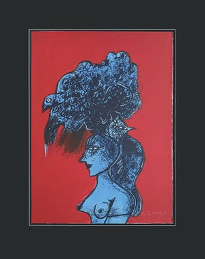 Corneille - "Femme, chat et oiseau" - Groot - Imposant ingelijst (nieuw) kopen? Bied vanaf 690!