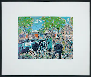 Jan Hollenberg - Linosnede, Jubileumprent Markt Purmerend kopen? Bied vanaf 40!