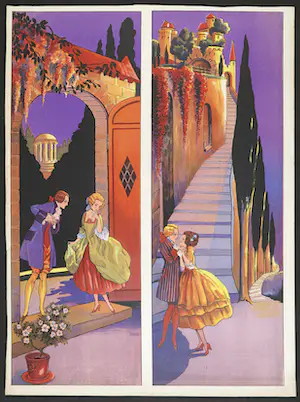 Niet of onleesbaar gesigneerd - Twee Art Deco prenten, Het Charmeoffensief kopen? Bied vanaf 1!
