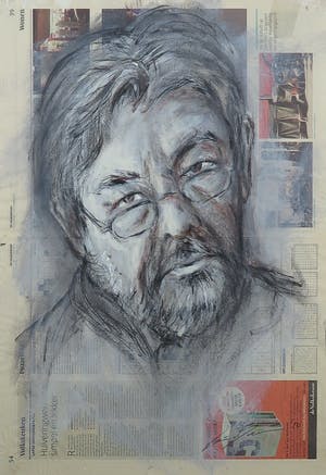 Wim de Bruin - Gemengde techniek op krantenpapier, Maarten van Rossum - Ingelijst kopen? Bied vanaf 1!