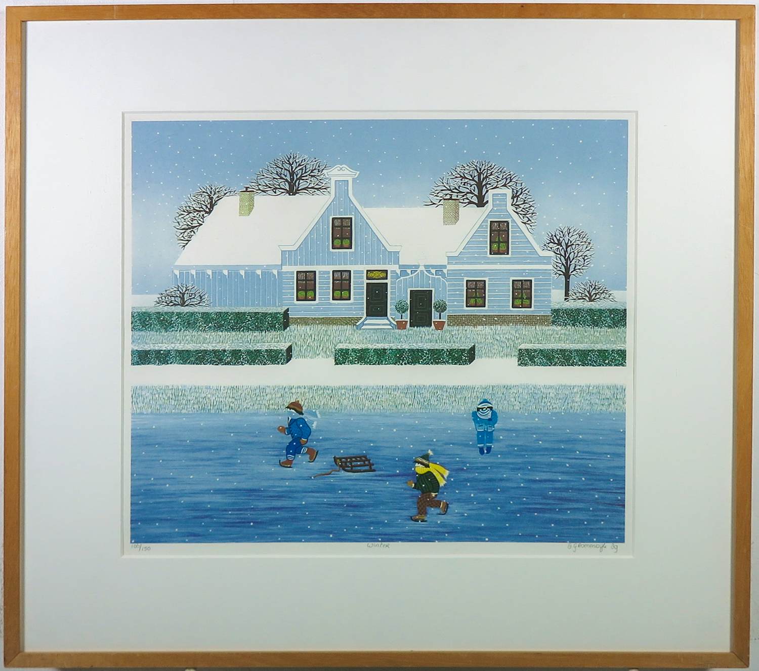 Aad Groenendijk - Zeefdruk, Winter - Ingelijst kopen? Bied vanaf 35!
