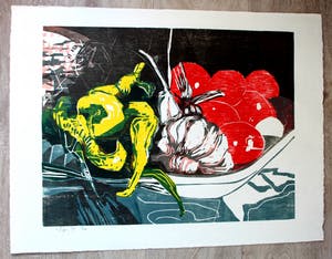 Vincent van Ojen - Houtsnede: Stilleven - 1992 kopen? Bied vanaf 90!