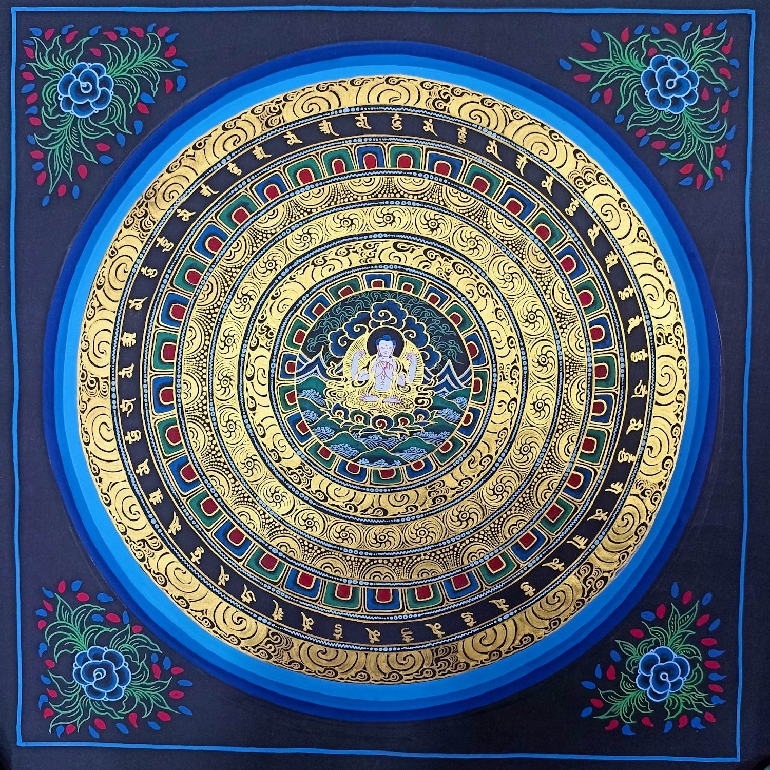 Niet of onleesbaar gesigneerd - Aum Mhane padhme hu mantra Mandala schilderij kopen? Bied vanaf 10!