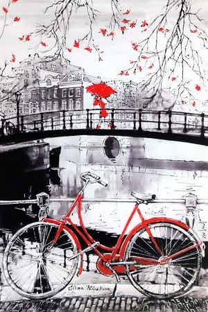 Elena Polyakova - Elena Polyakova - Rode paraplu in Amsterdam verkocht voor € 55!