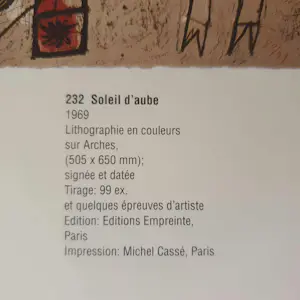 Corneille - 1969 - Soleil d'aube - Antieke Litho - Zeldzaam kopen? Bied vanaf 599!