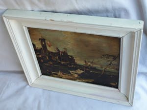 Niet of onleesbaar gesigneerd - Olieverf op doek , “Burcht aan Zee” – ingelijst kopen? Bied vanaf 10!