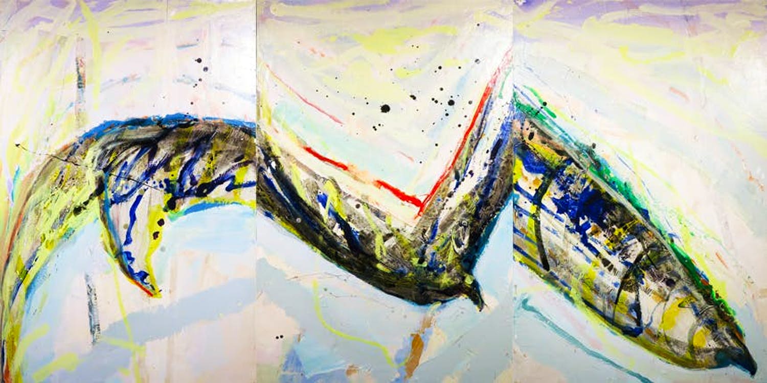 Willemijn Bouman - Gemengde techniek op paneel, Vliegend (Drieluik) kopen? Bied vanaf 1!