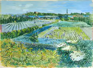 Albertus Hoogakker - Gouache op papier, Maasdijk verkocht voor € 50!