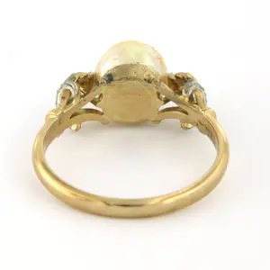 14k bicolour gouden ring bezet met parel en roos geslepen diamant tot. 0.02ct kopen? Bied vanaf 260!