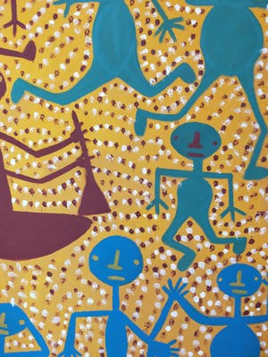 Niet of onleesbaar gesigneerd - Four people waiting to board the boat kopen? Bied vanaf 1!