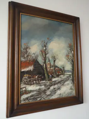 Hendrik Cornelis Kranenburg - Olieverf - Boer met kar aan landweg kopen? Bied vanaf 65!