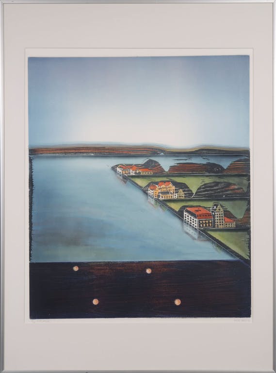 Willem de Vries - Willem de Vries: Houtsnede, Arrival II - Ingelijst verkocht voor € 40!
