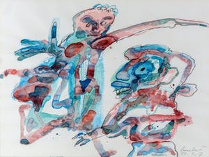 Lucebert - Prachtig gemengde techniek op papier - 1974 (nette lijst!) kopen? Bied vanaf 1995!