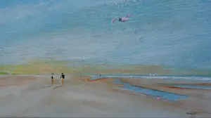 Franklin Meijer - Strand met wandelaars en kokmeeuw kopen? Bied vanaf 45!