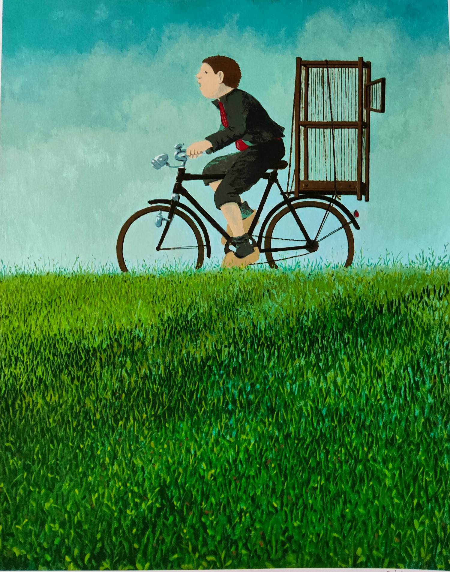 Dolf Zwerver - Fietser met vogelkooi kopen? Bied vanaf 200!