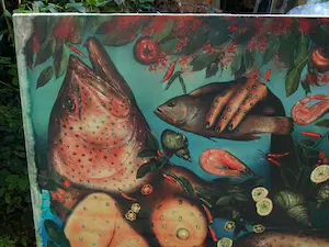 Niet of onleesbaar gesigneerd - Erotisch werk , “Zeevruchten”– GROOT – 125 x 146 cm – giclee kopen? Bied vanaf 10!