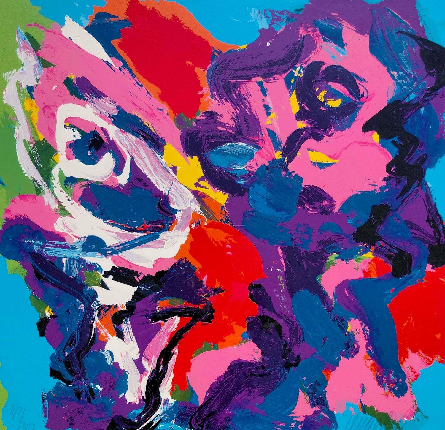 Karel Appel - Hoofden als bloemen, zeefdruk (mooi ingelijst) kopen? Bied vanaf 1250!