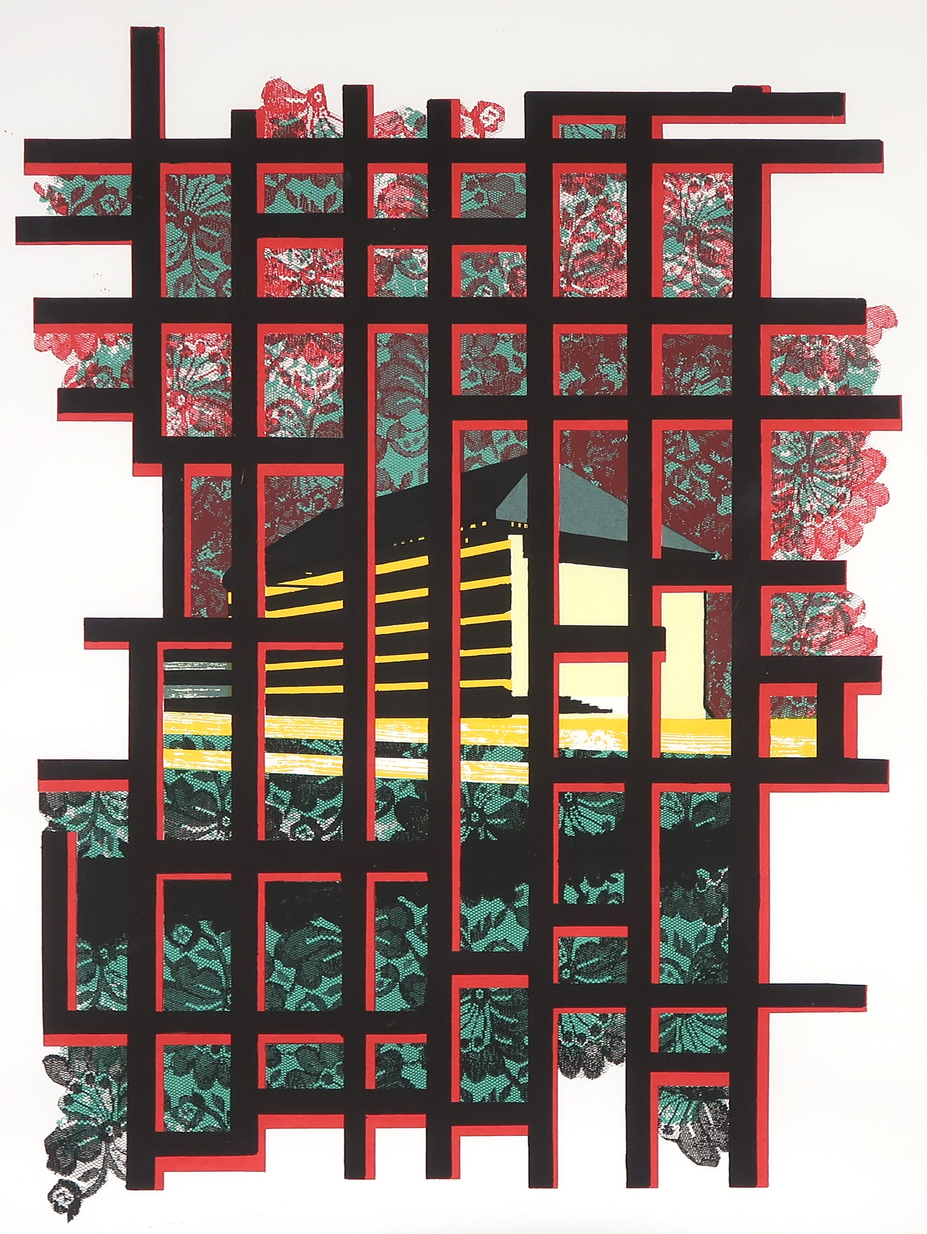 Marcel Doorduin - Zeefdruk, Z.T. rood, groen, geel - Ingelijst kopen? Bied vanaf 1!